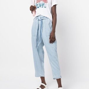 AG Adriano Goldschmied Paperbag Renn High Rise Trouser Pants Silk Blend Size 27